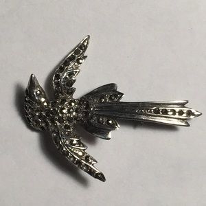 Marcasite Sterling Silver Bird Brooch. Antique